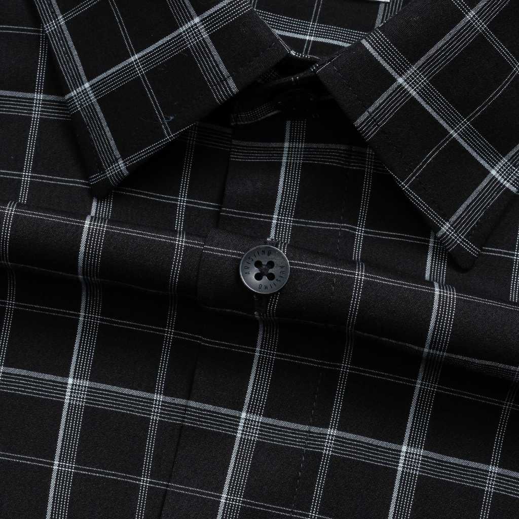 NEW Áo Sơ Mi Nam Aristino Regular Fit Kẻ Xám Chất liệu Bamboo Polyester ASS616EDP01