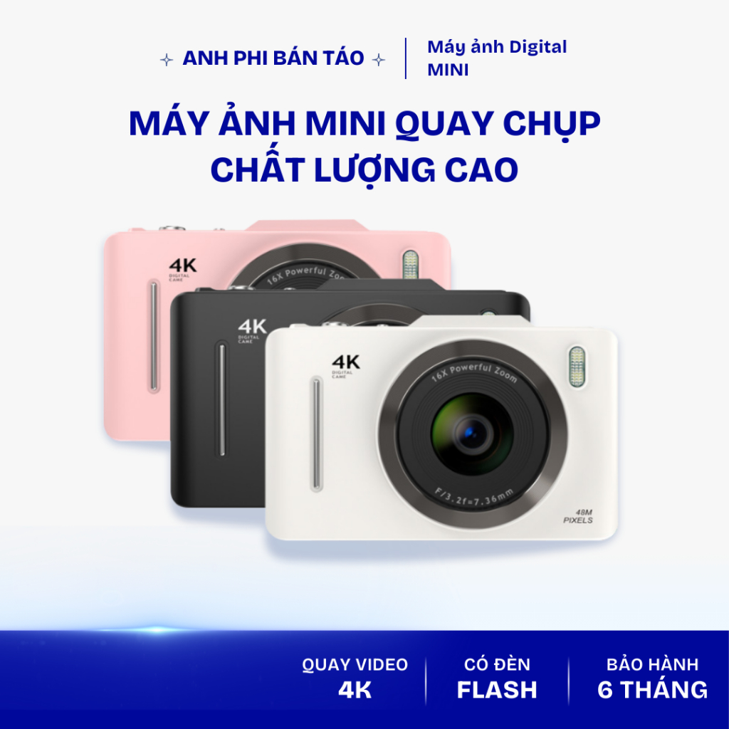 Máy ảnh kỹ thuật số mini Anh Phi Digital V02 nhỏ gọn nhiều màu Anh Phi ...