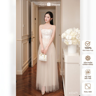 Đầm ren lưới Khiết Style form maxi dài xòe phong cách tiệc tùng tiểu thư KD471