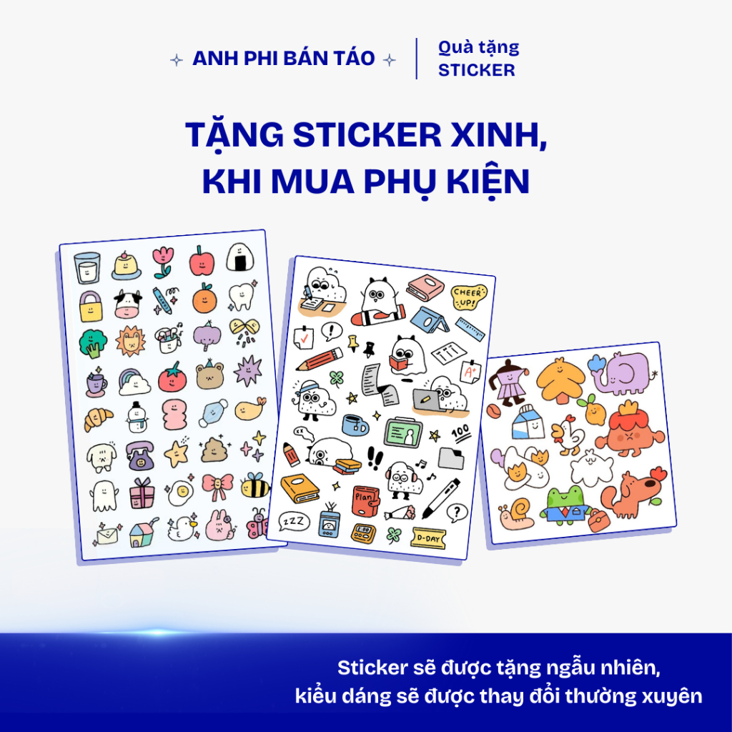 Set Sticker Cute, Anh Phi Bán Táo, Dùng Trang Trí Máy Tính Bảng Phụ Kiện Điện Tử Cao Cấp , [Free Gift]