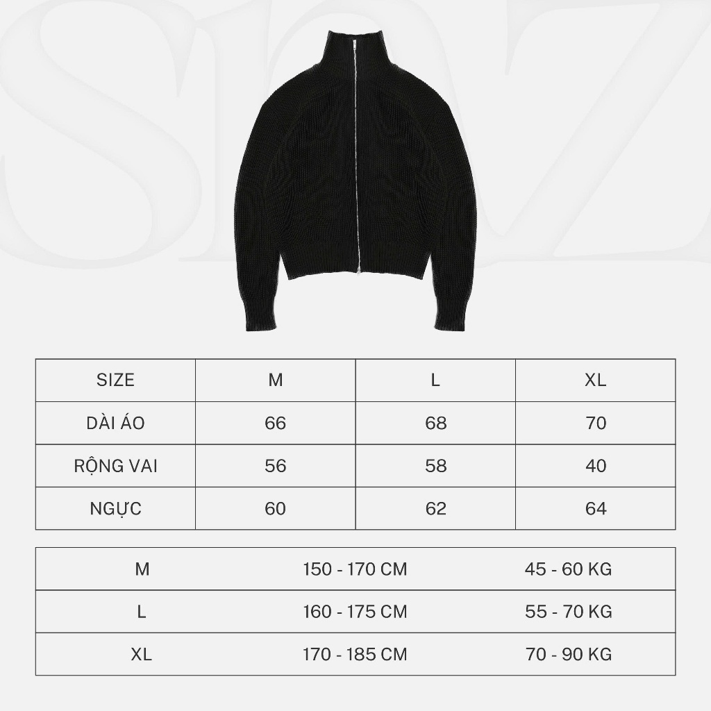 Áo Len Zip Boxy SNAZZY Unisex Chất Liệu Sợi Len Chính Hãng - ZIP KNIT | BigBuy360 - bigbuy360.vn