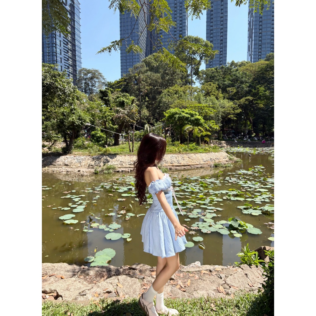 Đầm Nữ SEMPRY Trễ Vai Tay Phồng Xinh Xắn SECODEE