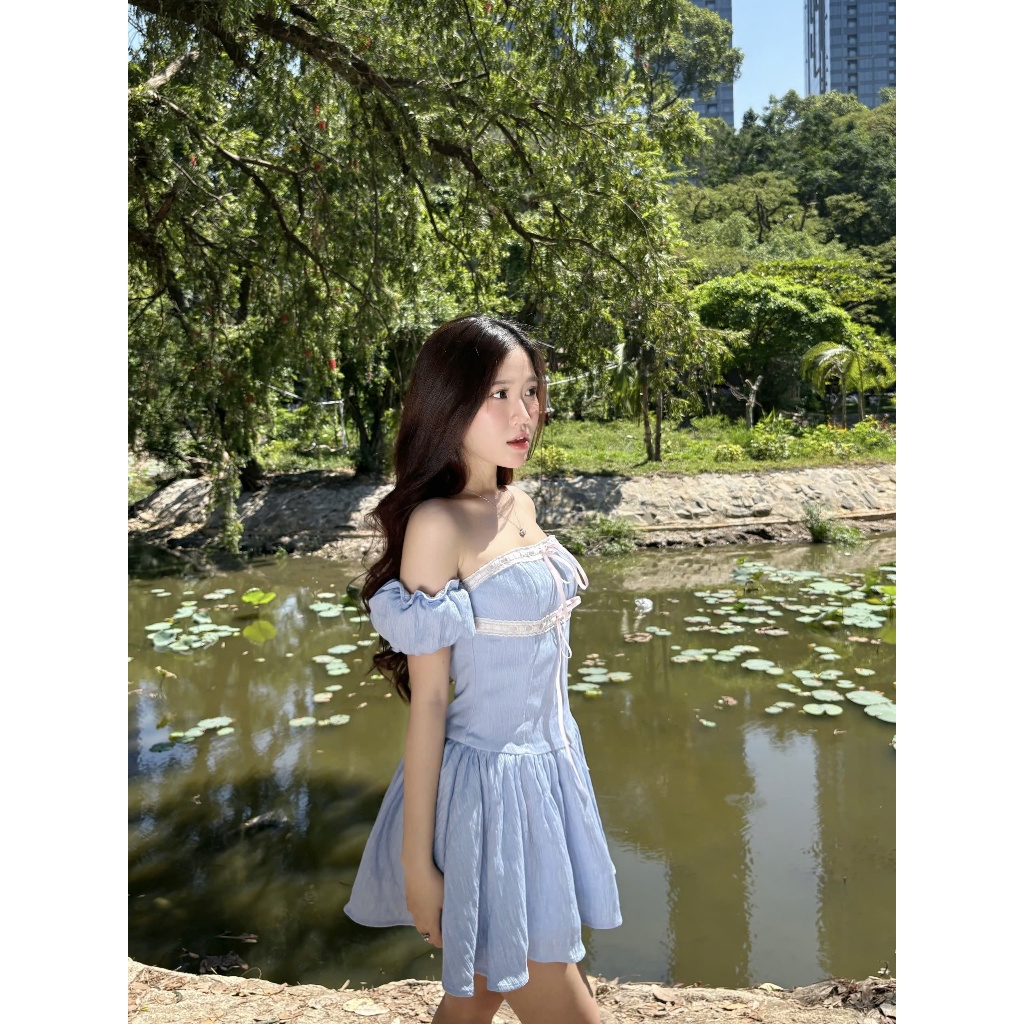 Đầm Nữ SEMPRY Trễ Vai Tay Phồng Xinh Xắn SECODEE