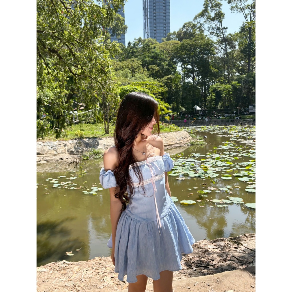 Đầm Nữ SEMPRY Trễ Vai Tay Phồng Xinh Xắn SECODEE