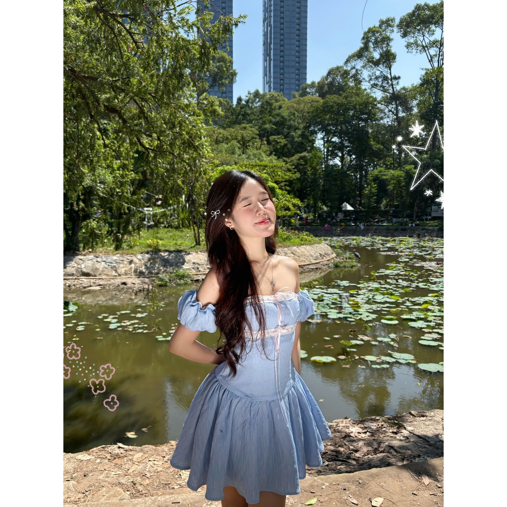 Đầm Nữ SEMPRY Trễ Vai Tay Phồng Xinh Xắn SECODEE