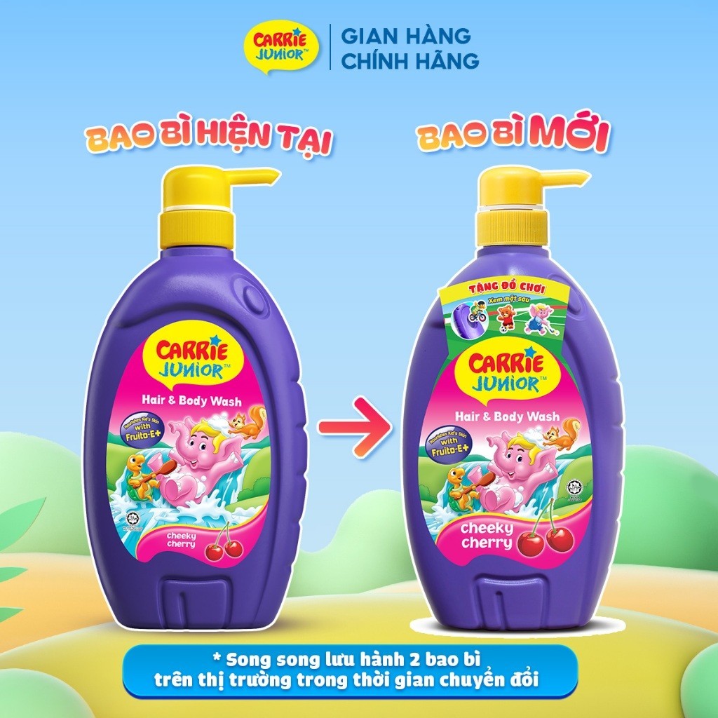 [SVIP] [MỚI - TẶNG ĐỒ CHƠI] Chai Sữa Tắm Gội thành phần thiên nhiên Sạch Dịu Nhẹ & ẩm mịn Cho Bé Carrie Junior 700g