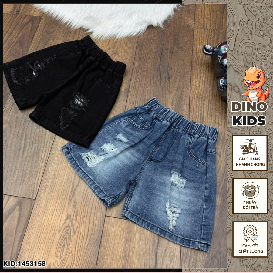 Quần short bò cho bé trai cạp chun rách nhẹ hàng cao cấp-Quần bò lửng cho bé trai chất siêu đẹp