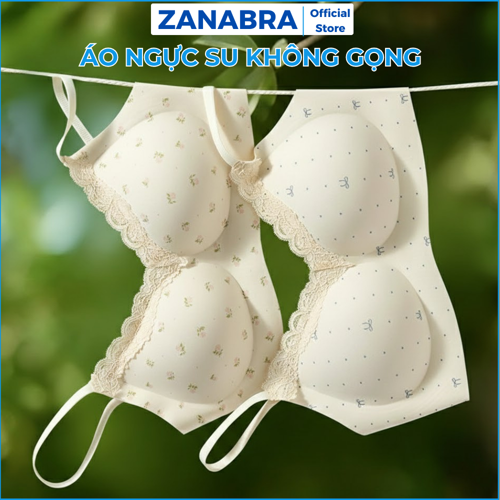 [ MỚI 2026 ] Áo Ngực Không Gọng Đúc Su Phối Ren Dễ Thương, Áo Lót Mút Mỏng 1.5Cm Nâng Ngực Tự Nhiên ZANABRA A1846