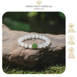 Vòng Tay Mắt Mèo Mix Charm Cỏ Bốn Lá