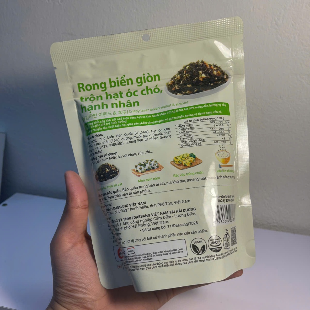 Rong Biển O’Food Trộn Óc Chó Hạnh Nhân, Rong Biển Trộn Cơm Cho Bé Giòn Ngon, Combo 2 và 5 Gói