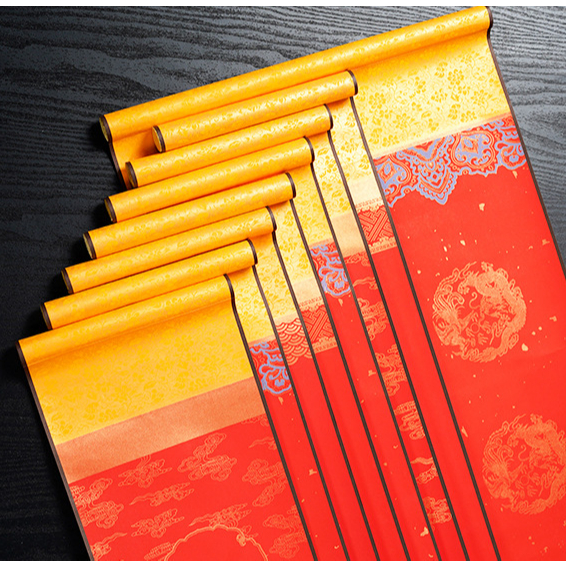 [Xả hàng] 1 Cặp Biếu giấy xuyến chỉ viết Câu Đối Tết 19*105cm