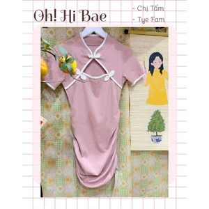 Sườn xám body dáng ngắn nhún hông (sẵn)