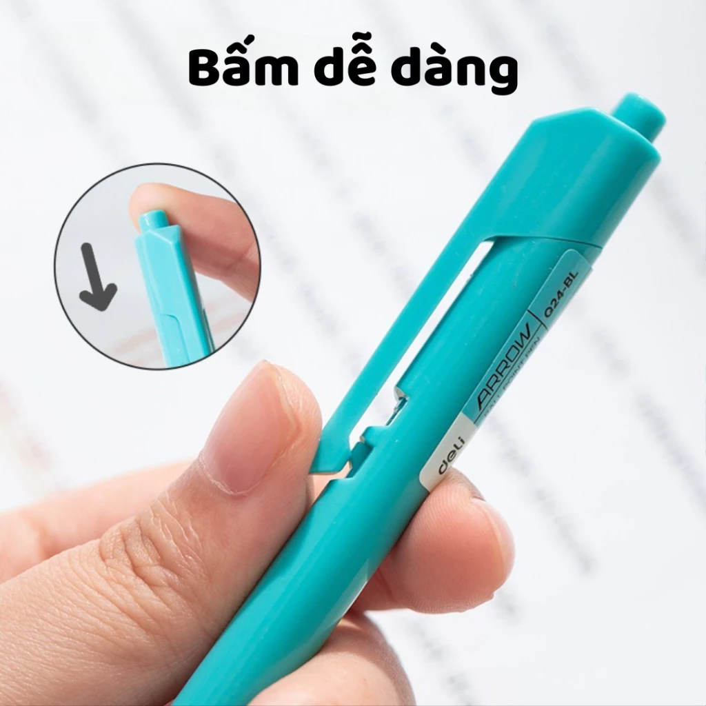 [COMBO 50 TẶNG 10] Bút Bi Dầu Ngòi 0.7mm Deli Mực Xanh Đen Chất Lượng Cao Tay Cầm Chống Trơn