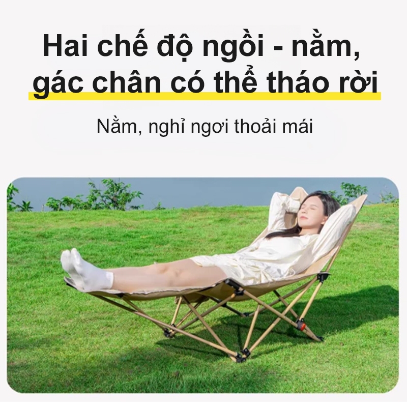 Ghế nằm gấp gọn đa năng,siêu nhẹ,chịu tải cao,bền bỉ cho cắm trại ngoài trời