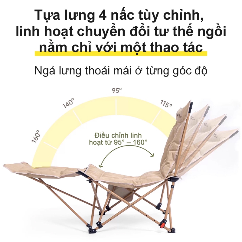 Ghế nằm gấp gọn đa năng,siêu nhẹ,chịu tải cao,bền bỉ cho cắm trại ngoài trời