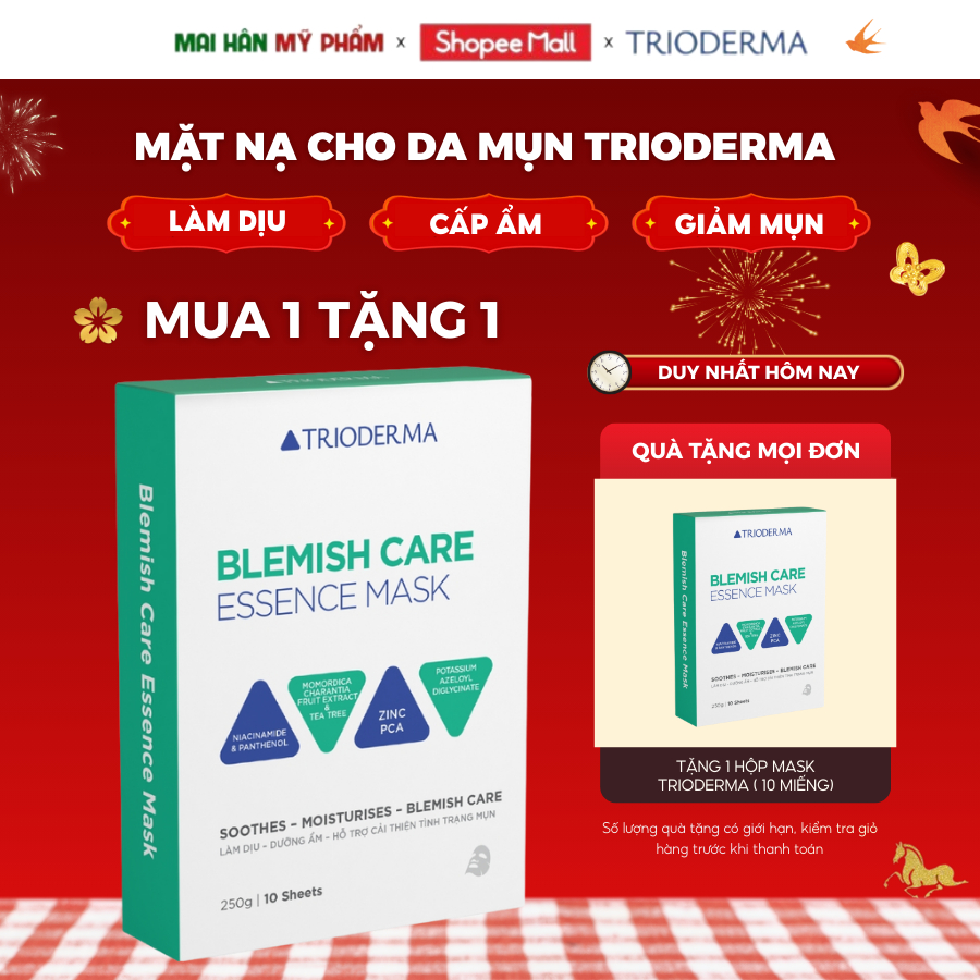Mặt nạ Trioderma Blemish Care Essence Mask tinh chất khổ qua, tràm trà ...