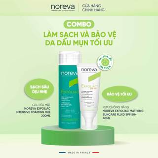 Combo Gel rửa mặt Exfoliac Intensive Foaming Gel và chống nắng Exfoliac Suncare Fluil SPF 50+ 40ML