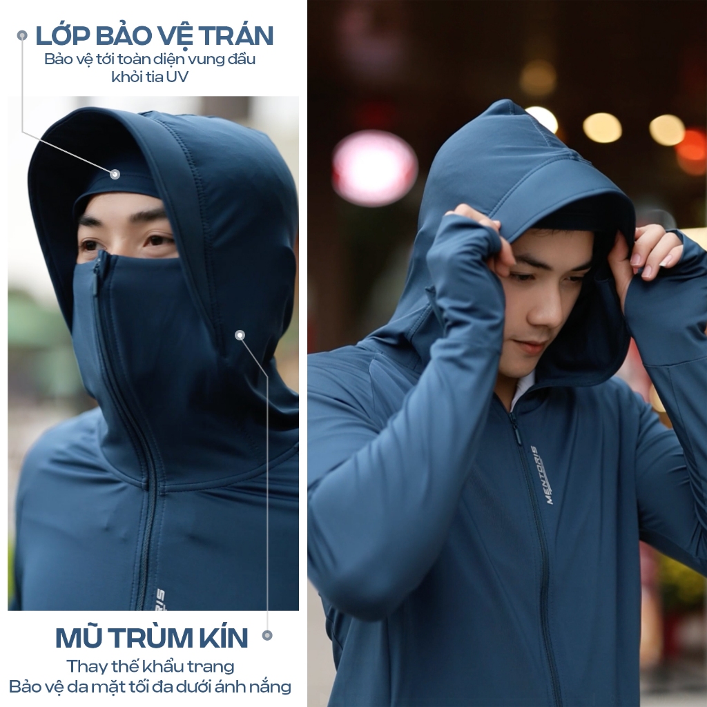 Áo Chống Nắng Nam Nữ MENTORIS, Chất Vải Thun Lạnh Cao Cấp, Đạt Chuẩn Số UPF 50+ Chống UV Tốt MCN01S