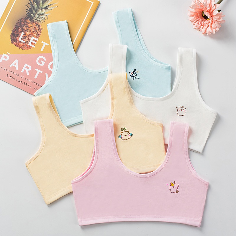 COMBO 3 Áo lá bé gái tuổi dậy thì cotton thoáng mát thấm hút mồ hôi họa tiết xinh xắn LANIXA CBB341