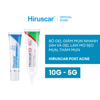 Bộ Gel giảm mụn nhanh 24h và Gel làm mờ sẹo mụn, thâm mụn Hiruscar Post Acne 5g