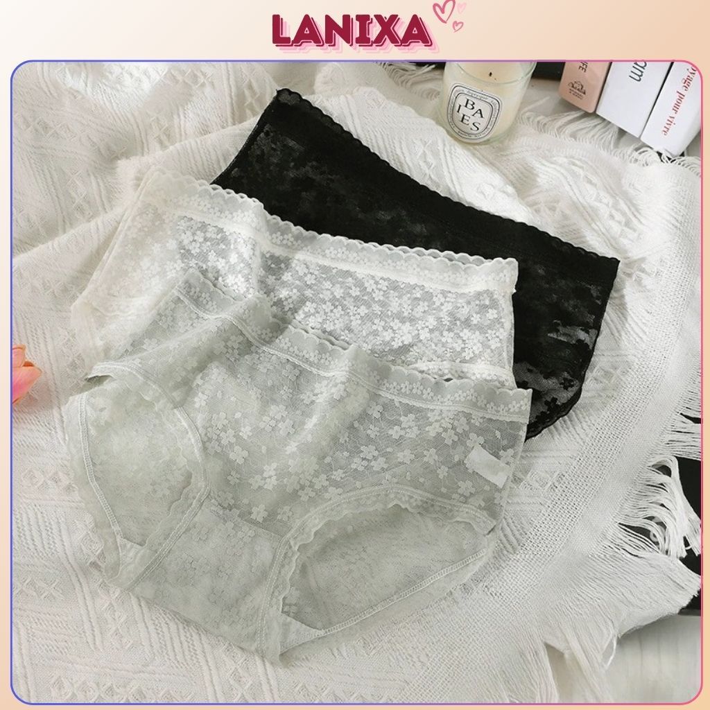 COMBO 3 Quần lót nữ ren hoa xinh xắn sang trọng cạp vừa tôn dáng đáy lót kháng khuẩn LANIXA CBL2018