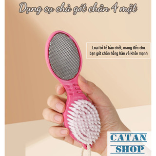 Dụng Cụ Kỳ Gót Chân 4 Mặt Bàn Chải Chà Chân Tẩy Tế Bào Chết Làm Sạch Chai Sần Bàn Chân Tiện Lợi