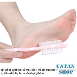 Dụng Cụ Kỳ Gót Chân 4 Mặt Bàn Chải Chà Chân Tẩy Tế Bào Chết Làm Sạch Chai Sần Bàn Chân Tiện Lợi