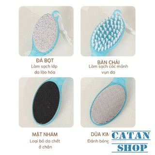 Dụng Cụ Kỳ Gót Chân 4 Mặt Bàn Chải Chà Chân Tẩy Tế Bào Chết Làm Sạch Chai Sần Bàn Chân Tiện Lợi