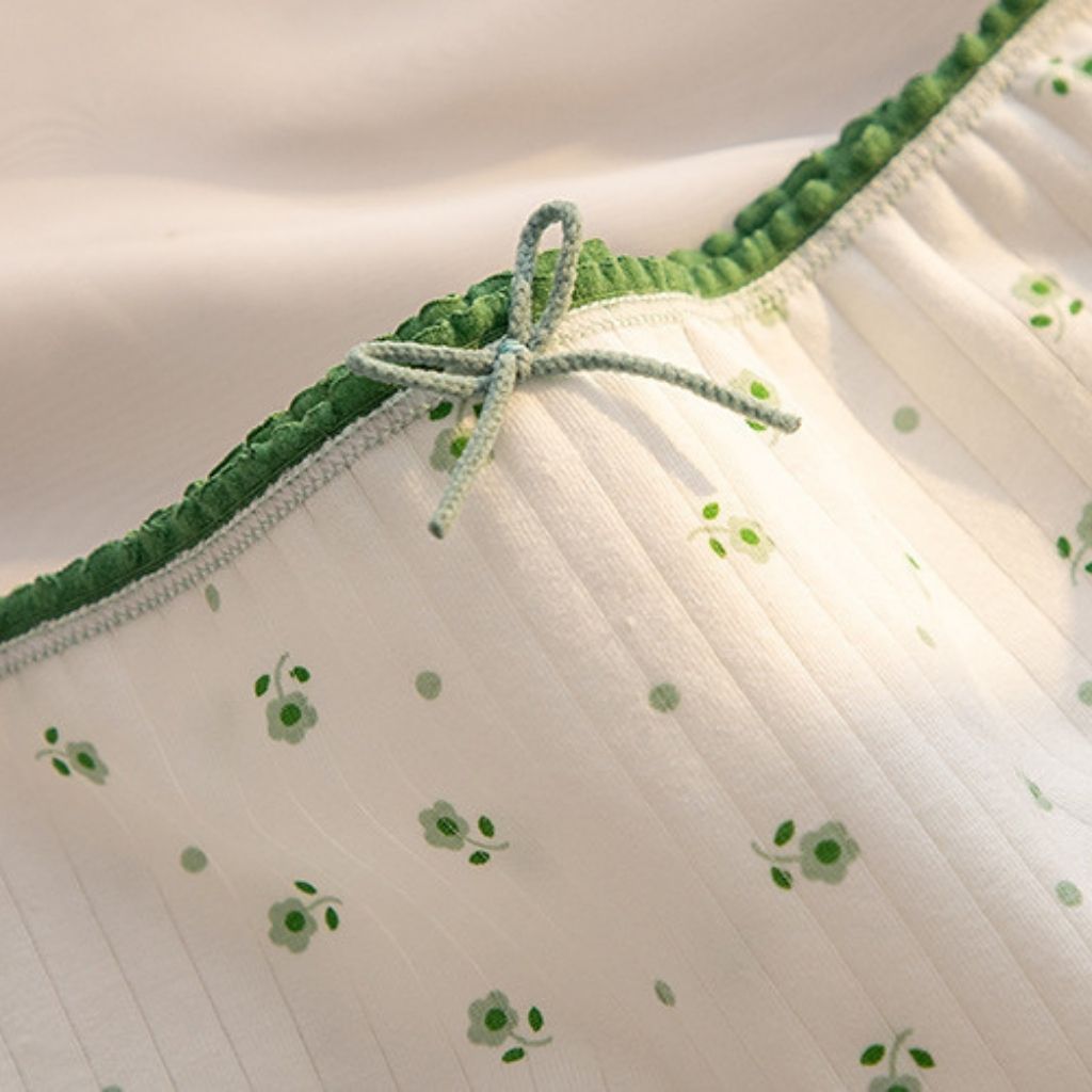 COMBO 5 Quần lót nữ cotton gân tăm đáy lót thoáng khí viền ren họa tiết xinh xắn cute LANIXA CBL311