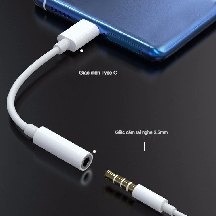 Adapter tai nghe kỹ thuật số USB-C sang 3.5 mm Type-C Phù hợp với cổng tai nghe 3.5 mm của IP Dây cáp chuyển đổi Loại cá
