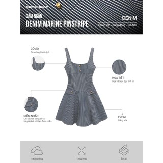 [New2] Đầm Ngắn Denim Marine Pinstripe Vải Denim Thoải Mái Tôn Dáng Nữ Tính, WDN160  SOME HOW STORE