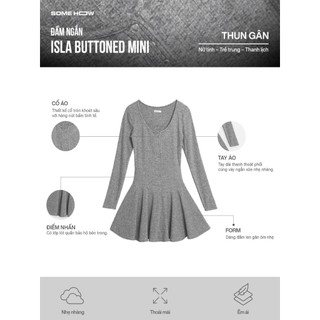 [New2] Đầm Ngắn Isla Buttoned Mini Vải Thun Gân Thoải Mái Nhẹ Nhàng Nữ Tính, WDN166  SOME HOW STORE
