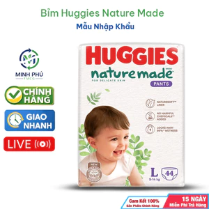 Tã/Bỉm Huggies Nature Made Cao Cấp Dán Quần Hàng Chính Hãng