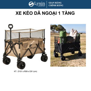 Xe kéo dã ngoại gấp gọn, cắm trại, đi dạo đựng đồ chinh phục mọi địa hình, khung thép bền Lysin -2 tầng - Sức Chứa 300L