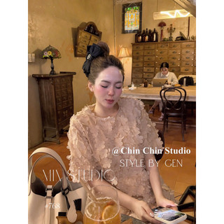 [ẢNH THẬT] VÁY XUÔNG CỔ TRÒN HOẠ TIẾT HOA NỔI VXCTHT