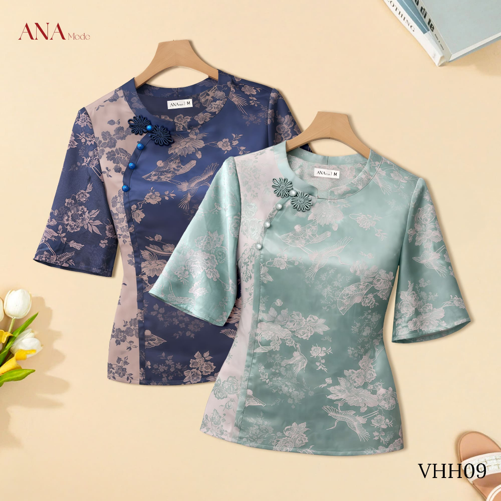 Áo Kiểu Sang Trọng Trung Niên ANA Mode Chất Liệu Gấm Hàn Châu Quý Phái Đi Chơi Quà Tặng Mẹ AK25VHH09