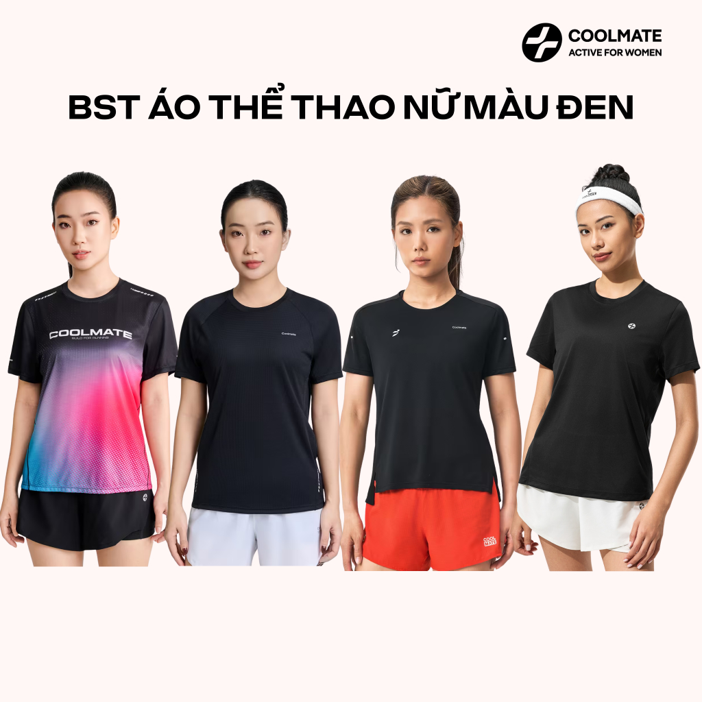 [MUA 2 GIẢM 10%] BST Áo Thể Thao Nữ TONE MÀU ĐEN thoáng khí dễ vận động - Coolmate Active For Women
