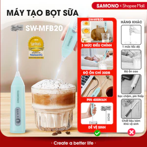Máy tạo bọt cafe Samono SW-MFB20 xanh mint, 3 tốc độ, cầm tay không dây, hỗ trợ sạc pin tiện lợi sử dụng