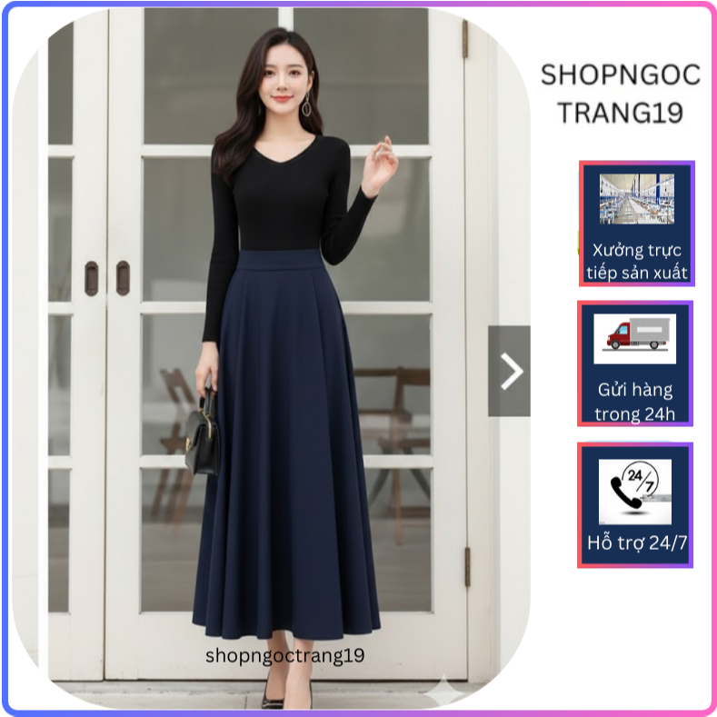 Chân Váy Xòe Dáng Suông Bigsize Cho Các Nàng,Chất Liệu Vitex Cao Cấp, Chiều Dài 90cm_CV52T