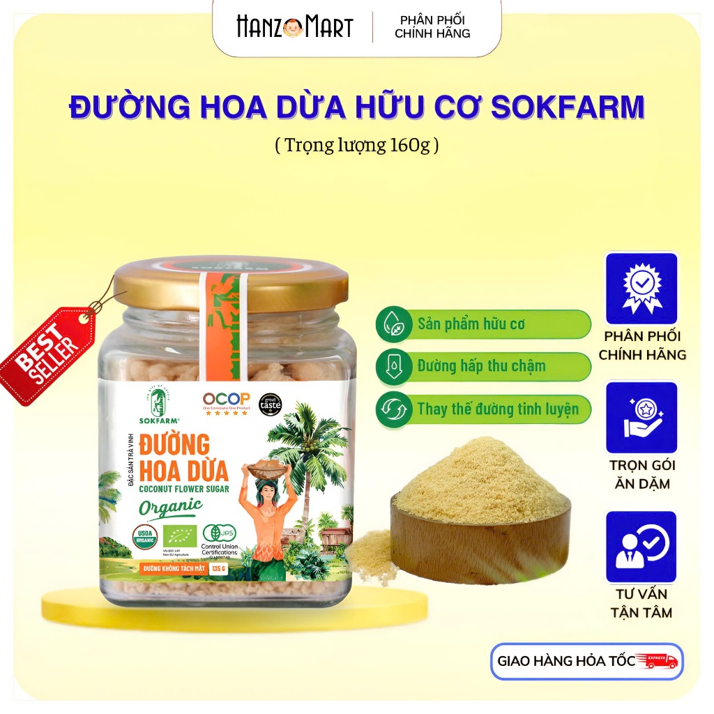 Đường hoa dừa hữu cơ Sokfarm dành cho bé ăn dặm
