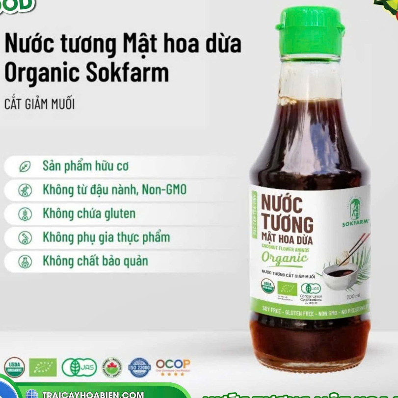 Nước tương mật hoa dừa hữu cơ Organic Sokfam cho bé ăn dặm 60ml / 200ml