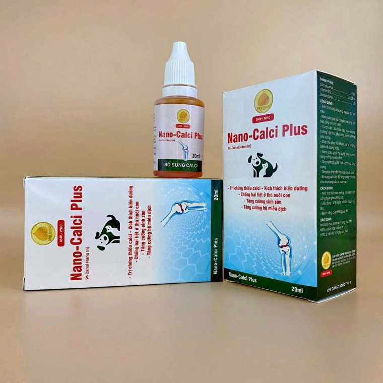 Canxi nước Nano-Calci Plus 20ml dành cho chó, mèo giúp bổ sung canxi hỗ trợ xương chắc khỏe