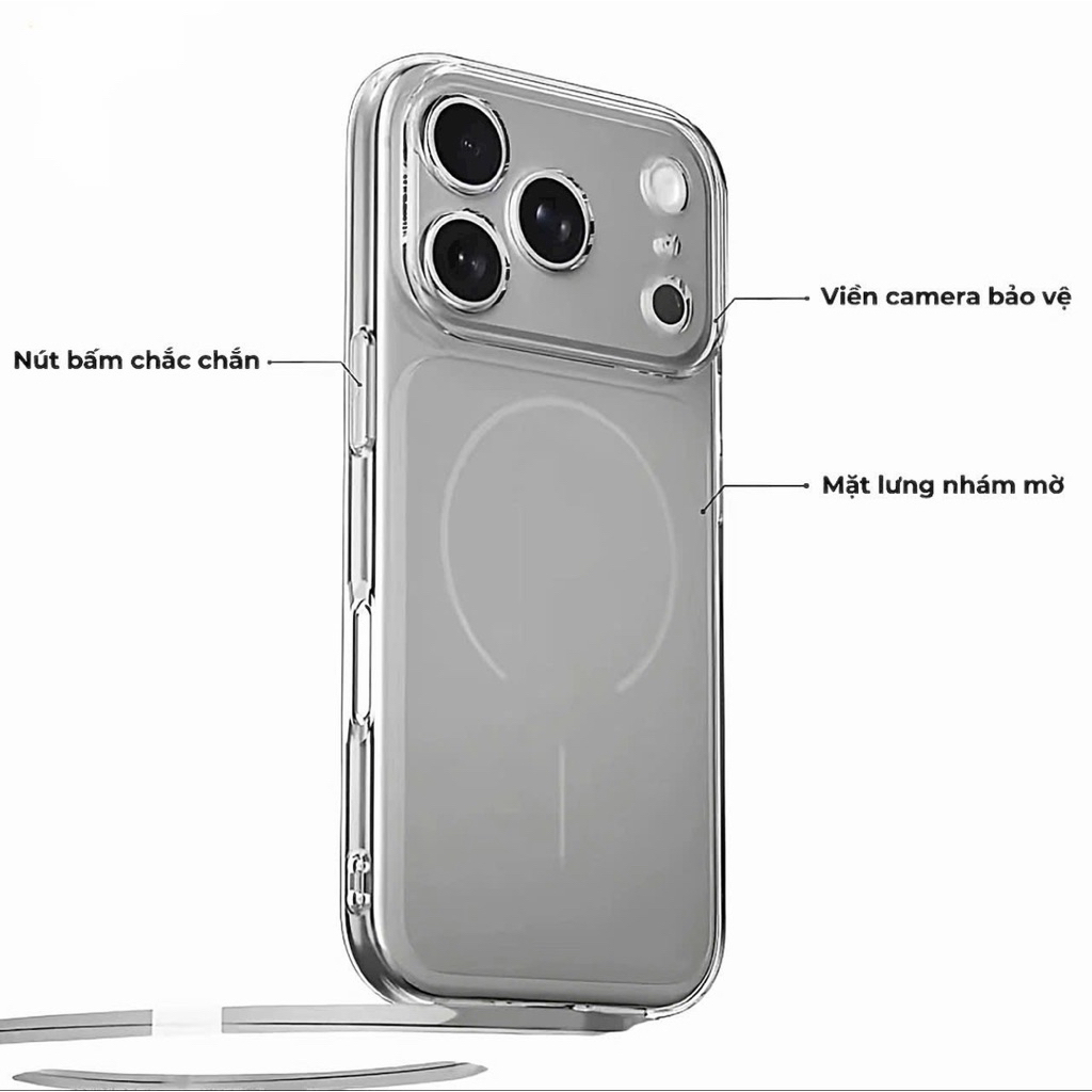 Ốp Lưng Độ Khung Camera lên iPhone 17Pro Max Silicon Dẻo Nhám Mờ Siêu mỏng 2mm cho iPhone ĐỦ Mã