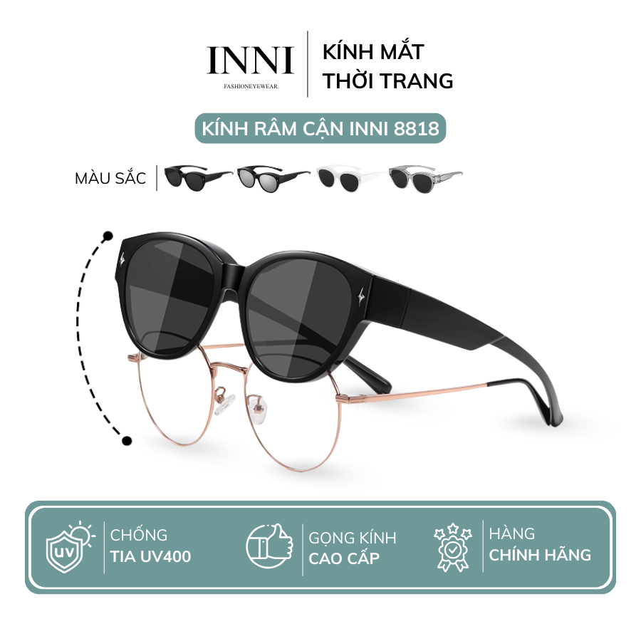 Kính Râm Cận Nam Nữ INNI Kính Râm Phân cực Đeo Ngoài Kính Cận Chống Tia UV, Tiện Lợi, Nhẹ 8818