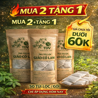 (Mua 2 tặng 1) Combo 50 gói Trà túi lọc Giảo Cổ Lam 5 lá ổn định huyết áp, giảm mỡ máu,  bình ổn huyết áp