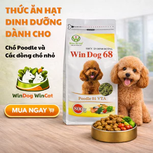 Thức ăn hạt dinh dưỡng cho chó Poodle WinDog 68 – Chó Poodle trưởng thành và các dòng chó nhỏ