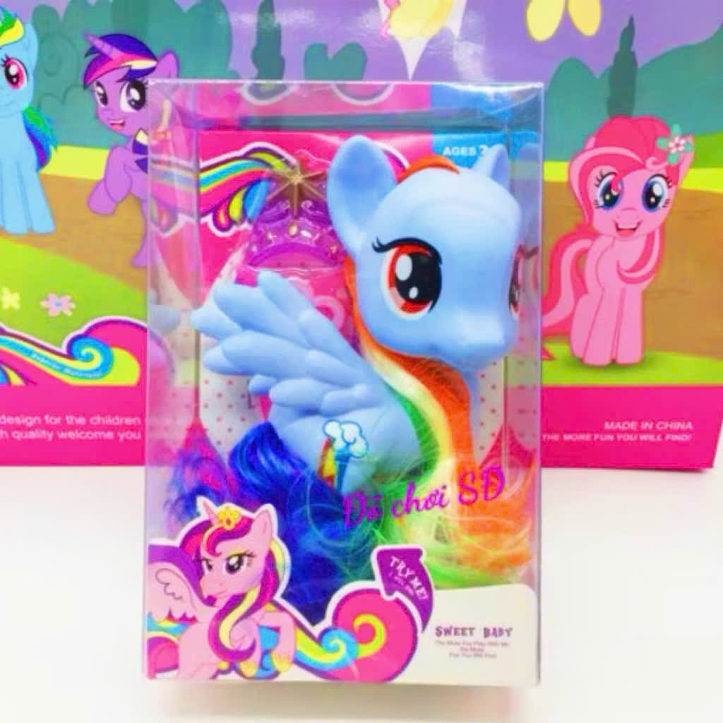 MÔ HÌNH NGỰA PONY MÀU CAM - Ngựa Pony Có Nhạc & Đèn – Đồ Chơi Pony Dễ Thương Cho Bé