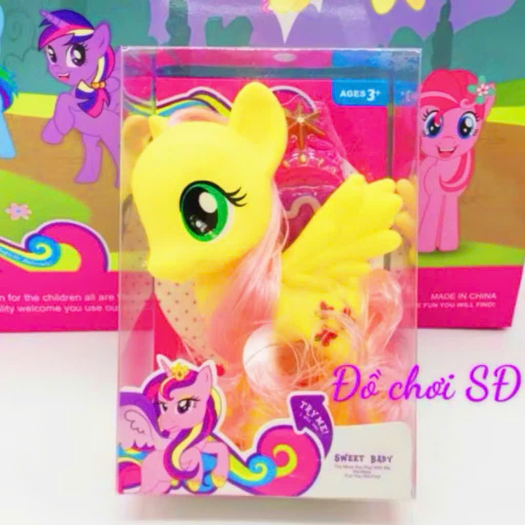 MÔ HÌNH NGỰA PONY MÀU CAM - Ngựa Pony Có Nhạc & Đèn – Đồ Chơi Pony Dễ Thương Cho Bé