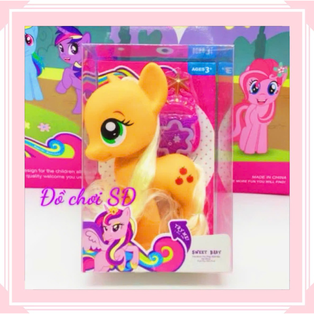 MÔ HÌNH NGỰA PONY MÀU CAM - Ngựa Pony Có Nhạc & Đèn – Đồ Chơi Pony Dễ Thương Cho Bé