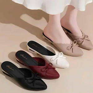 Giày Sục Đính Nơ Sang Chảnh,Chất Da Pu